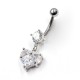 Piercing Navel heart with Crystal as a pendant