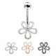 Navel Piercing with Crystal Flower