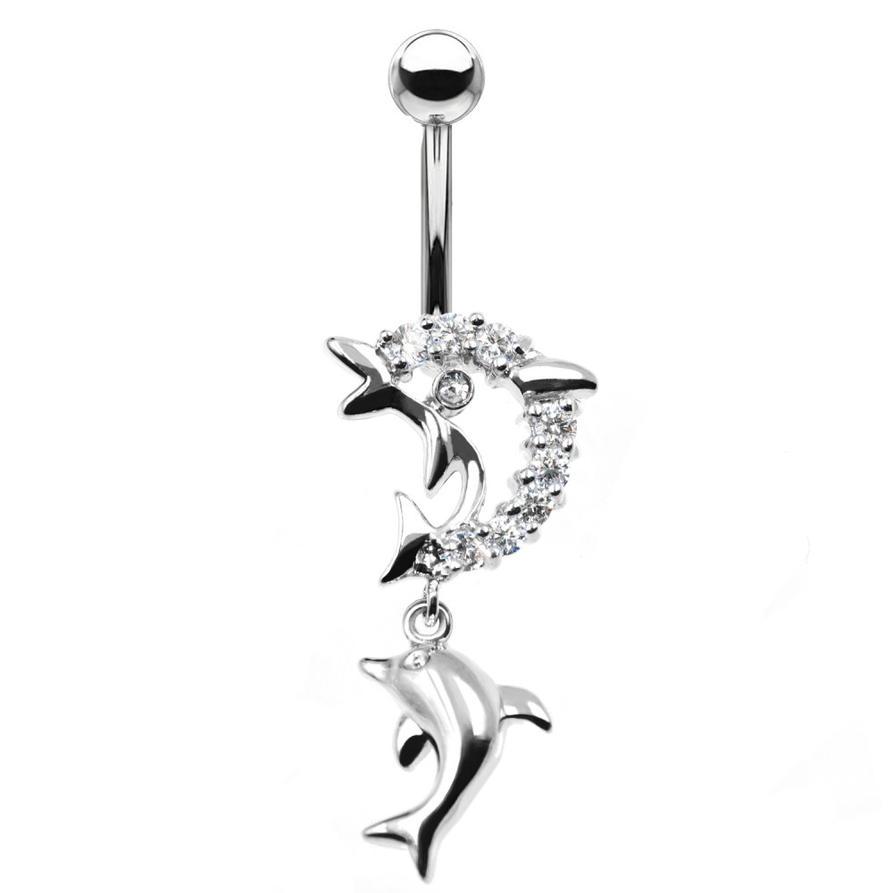 Piercing  Banana Belly Button Dolphin Shape Crystal