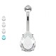 Piercing Banana Belly Button with Teardrop shape Crystal