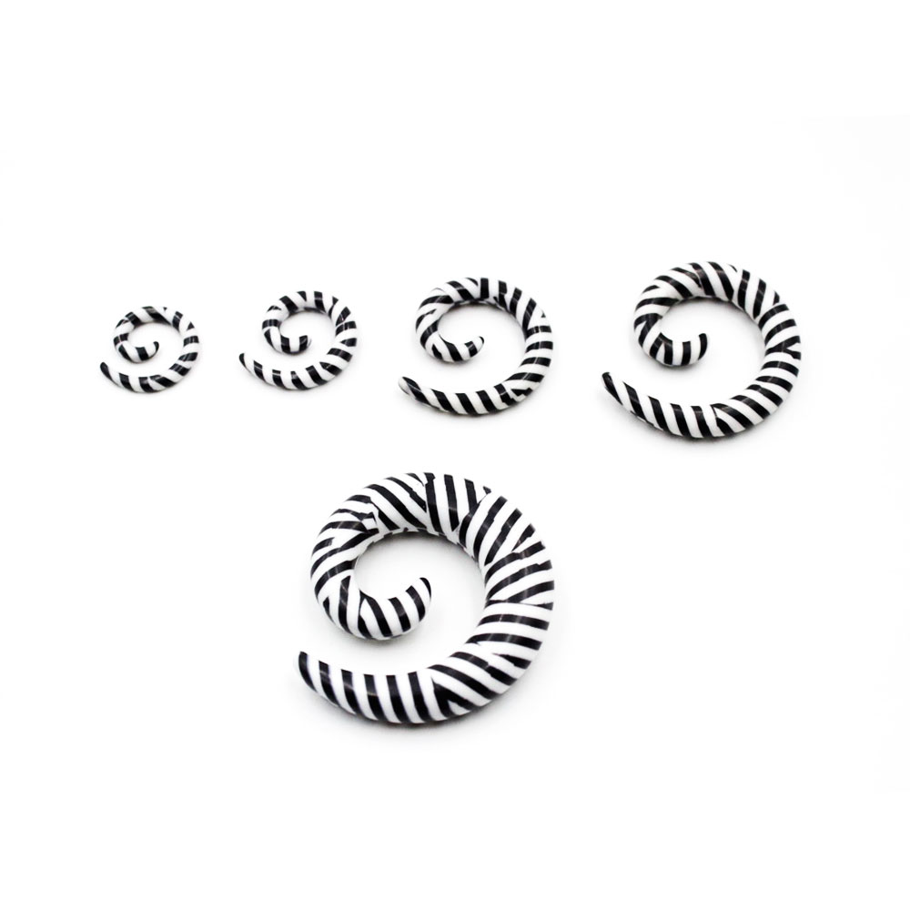 Spiral White with Black Stripes