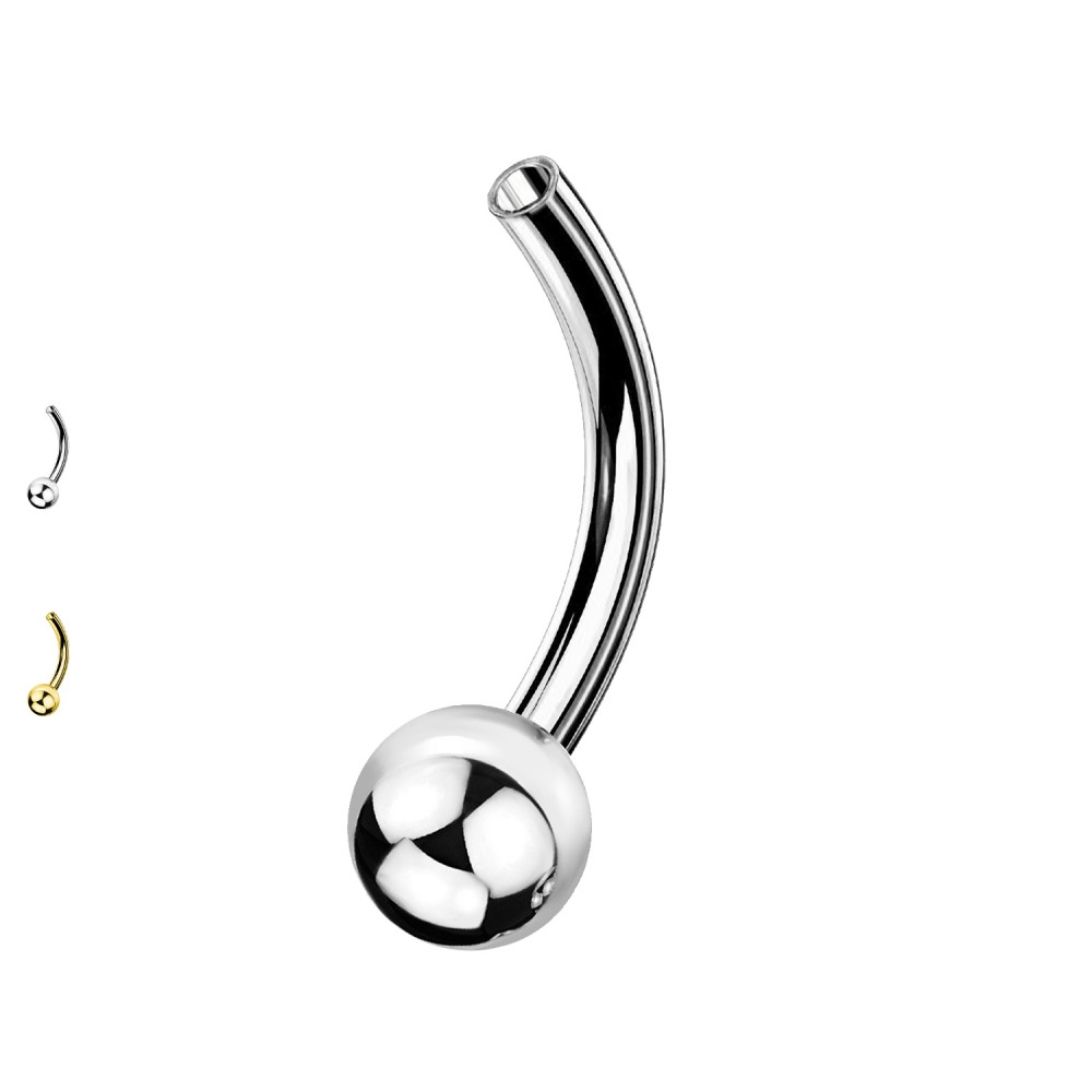 Belly Button Piercing Banana bar with sphere Push-in