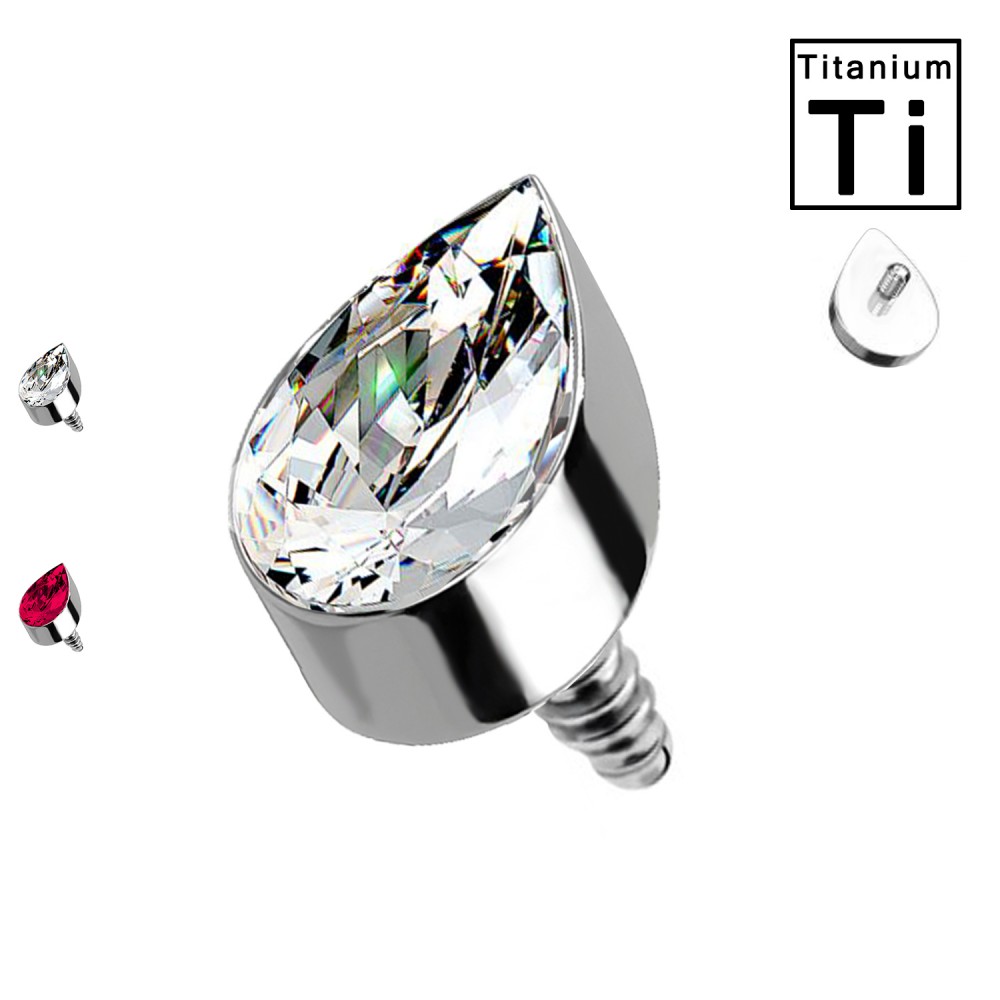 Sphere Ball in Titanium with drop-shaped Crystal - 1.6mm