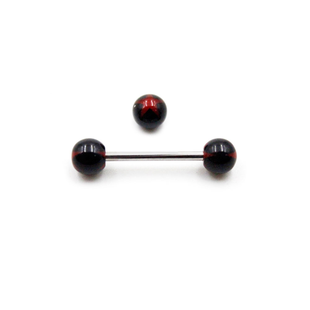 Barbell Black Balls with Red Star