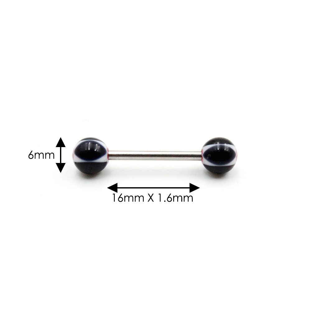 Barbell Black Balls with White and Red Texture