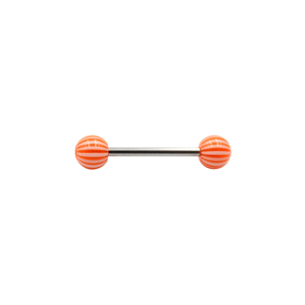 Barbell Balls with Orange and White lines