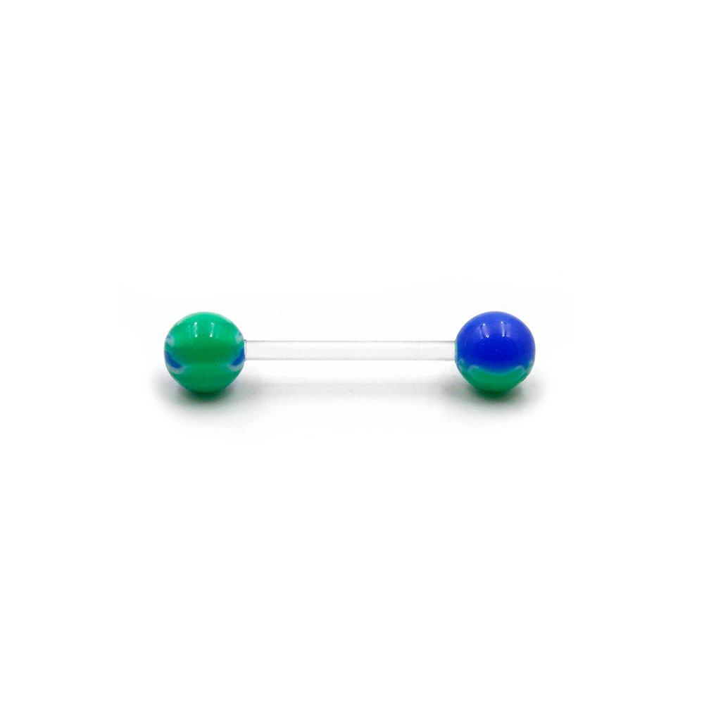 Barbell Acrylic Blue and Green Balls
