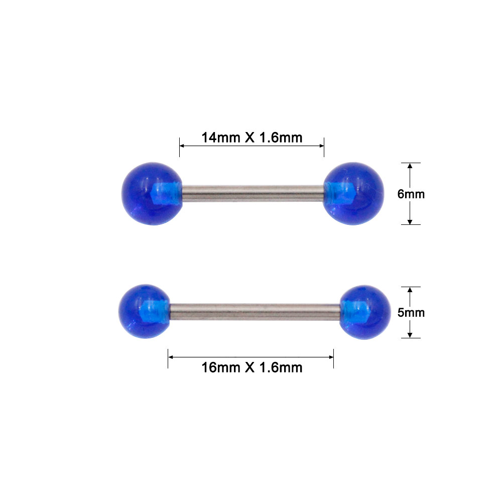 Barbell with Blue Acrylic Balls