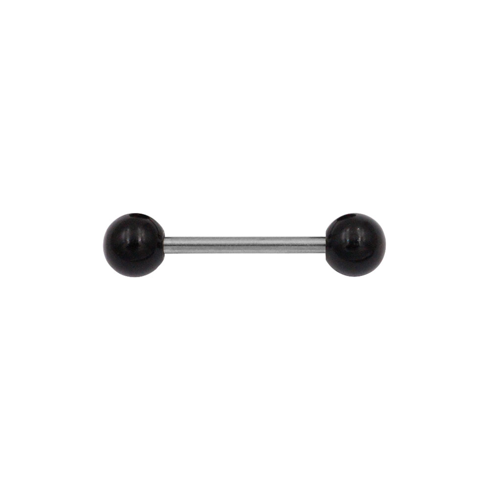 Barbell with Black Acrylic Balls