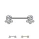 Nipple Barbell with 4 Crystals