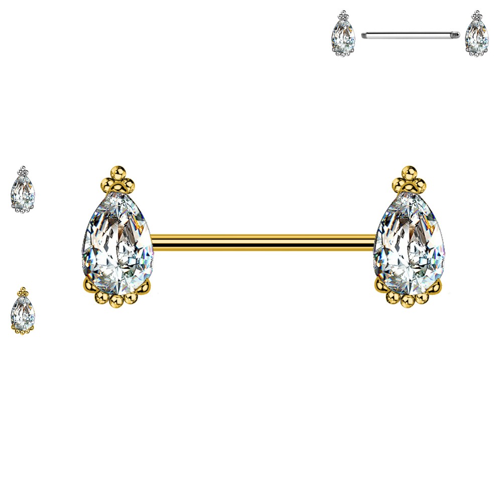 Nipple Barbell with Crystals
