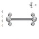 Nipple Barbell Push-in Theadless with 3 Crystals