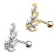 Ear Piercing Barbell Stud with Leaf Shaped Crystals