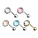Ear Piercing Barbell Stud with Round Crystal