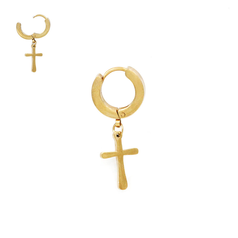 Circle Earring with Cross Pendant