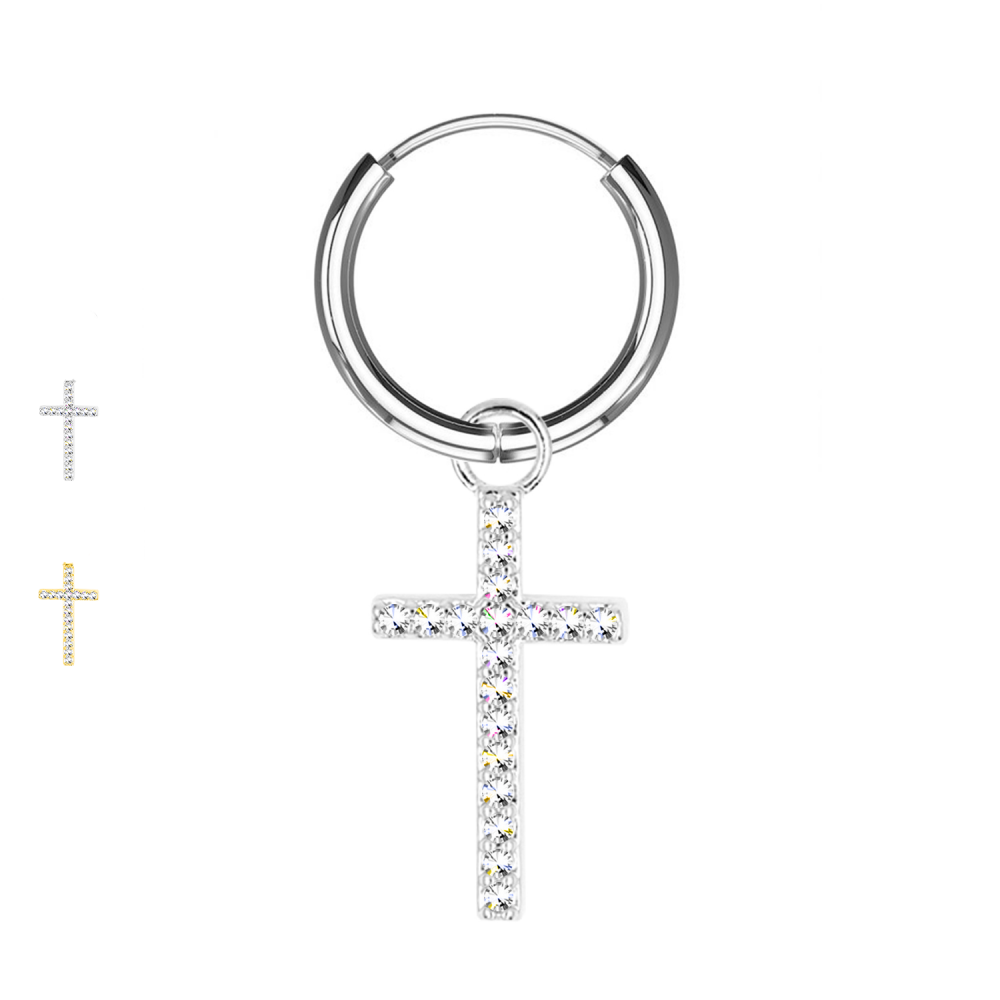 Circle Ring Earring with Cross Pendant