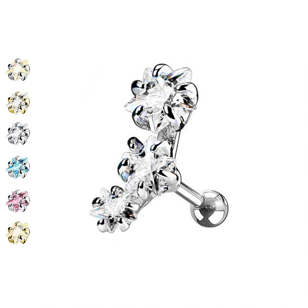 Helix Ear Stud Five-Pointed Stars
