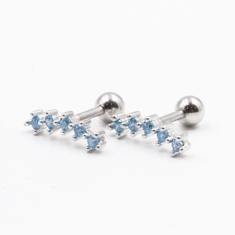 Long lobe earrings with crystals