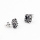 Black Stone / Silver Earrings Square in Stainless Steel  forGift