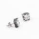 Black Stone / Silver Earrings Square in Stainless Steel  forGift