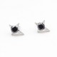 Four-Pointed Star Earrings with Black Stone in Center Stainless Steel