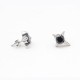 Four-Pointed Star Earrings with Black Stone in Center Stainless Steel