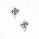 Four-Pointed Earrings with Black Stone in Stainless Steel Ideal Gift