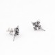 Four-Pointed Earrings with Black Stone in Stainless Steel Ideal Gift