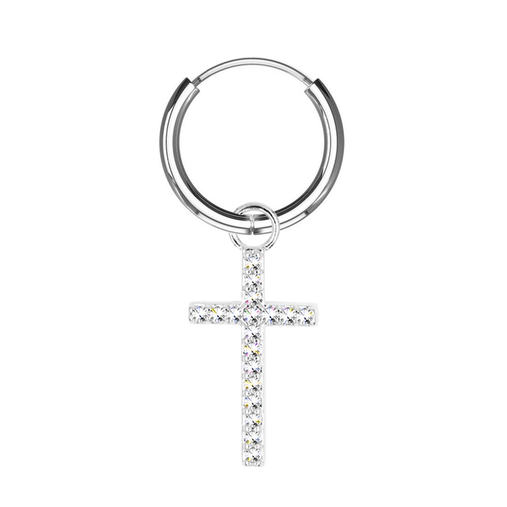 Ring Earring with Cross Pendant