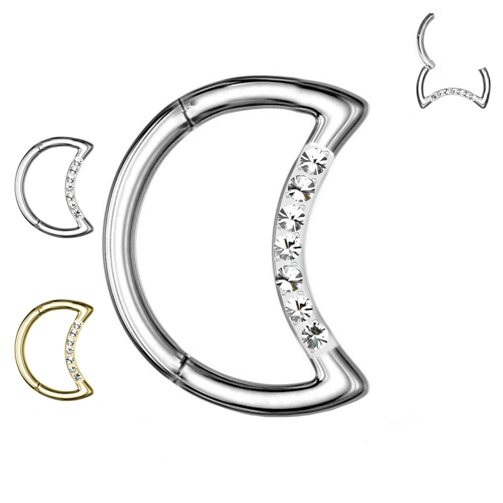 Ring Crescent-shaped with crystals
