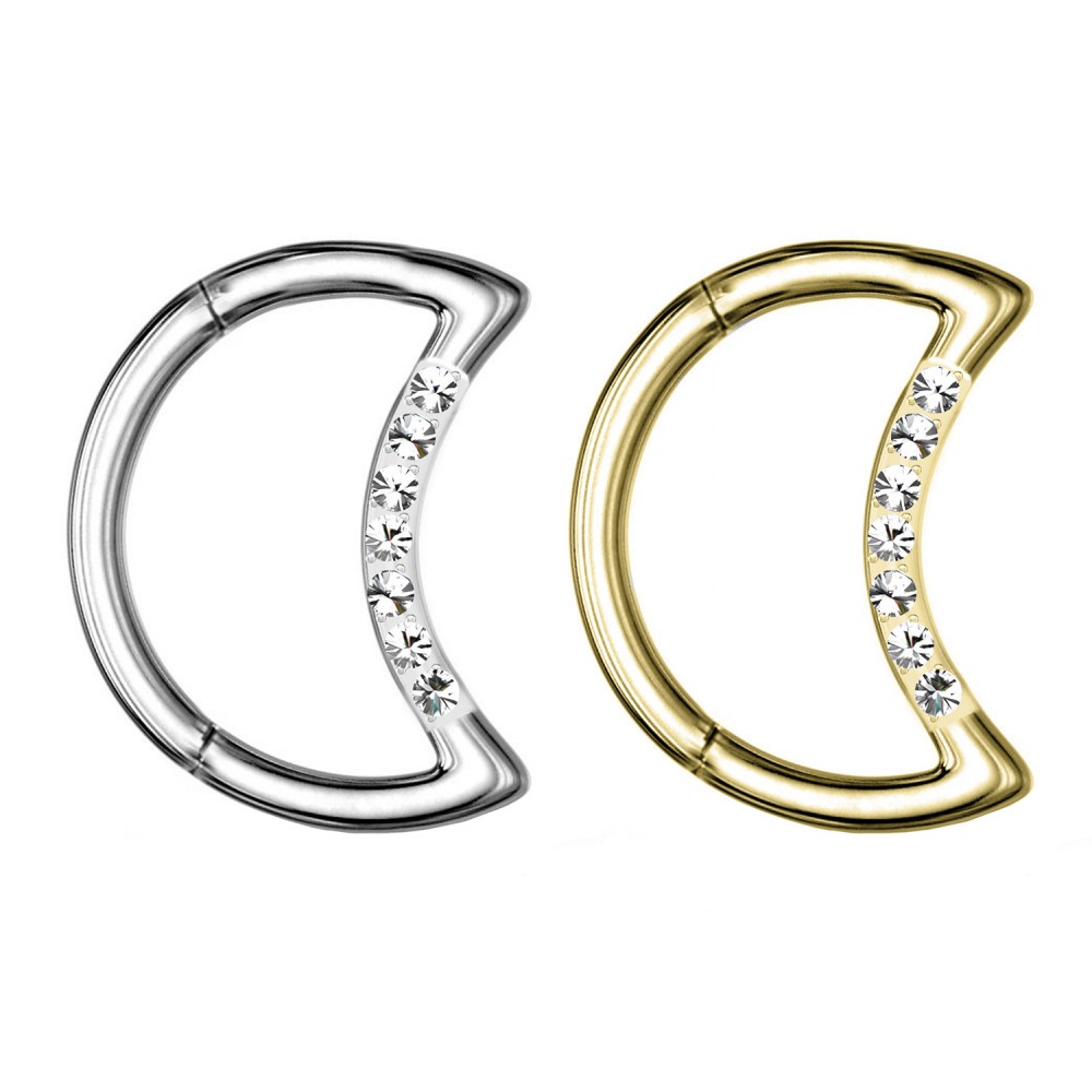 Ring Crescent-shaped with crystals