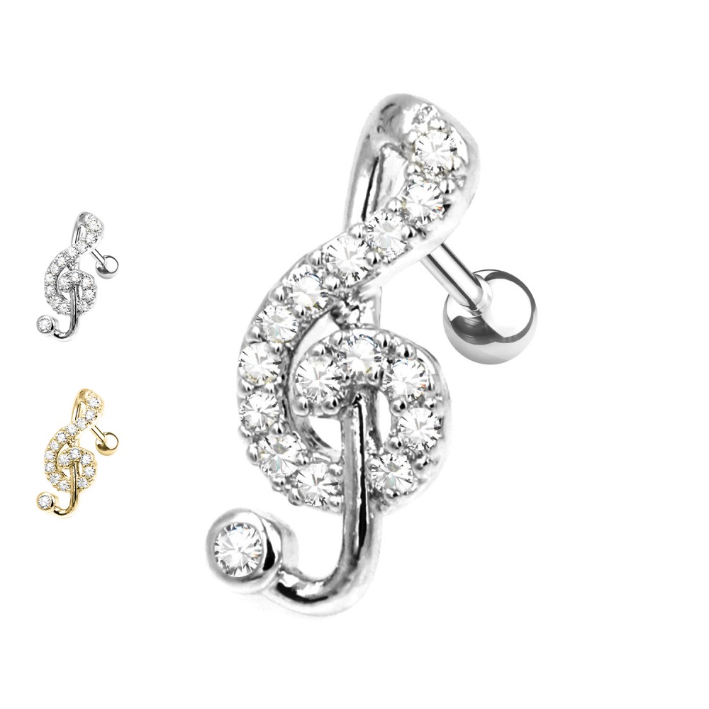Studs Cartilage Musical note with Crystals