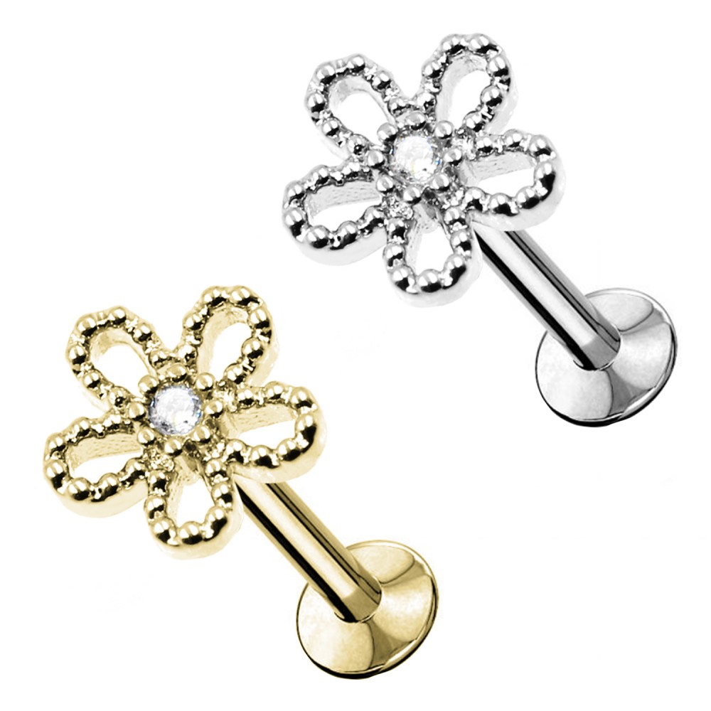 Studs Cartilage Flower with crystals