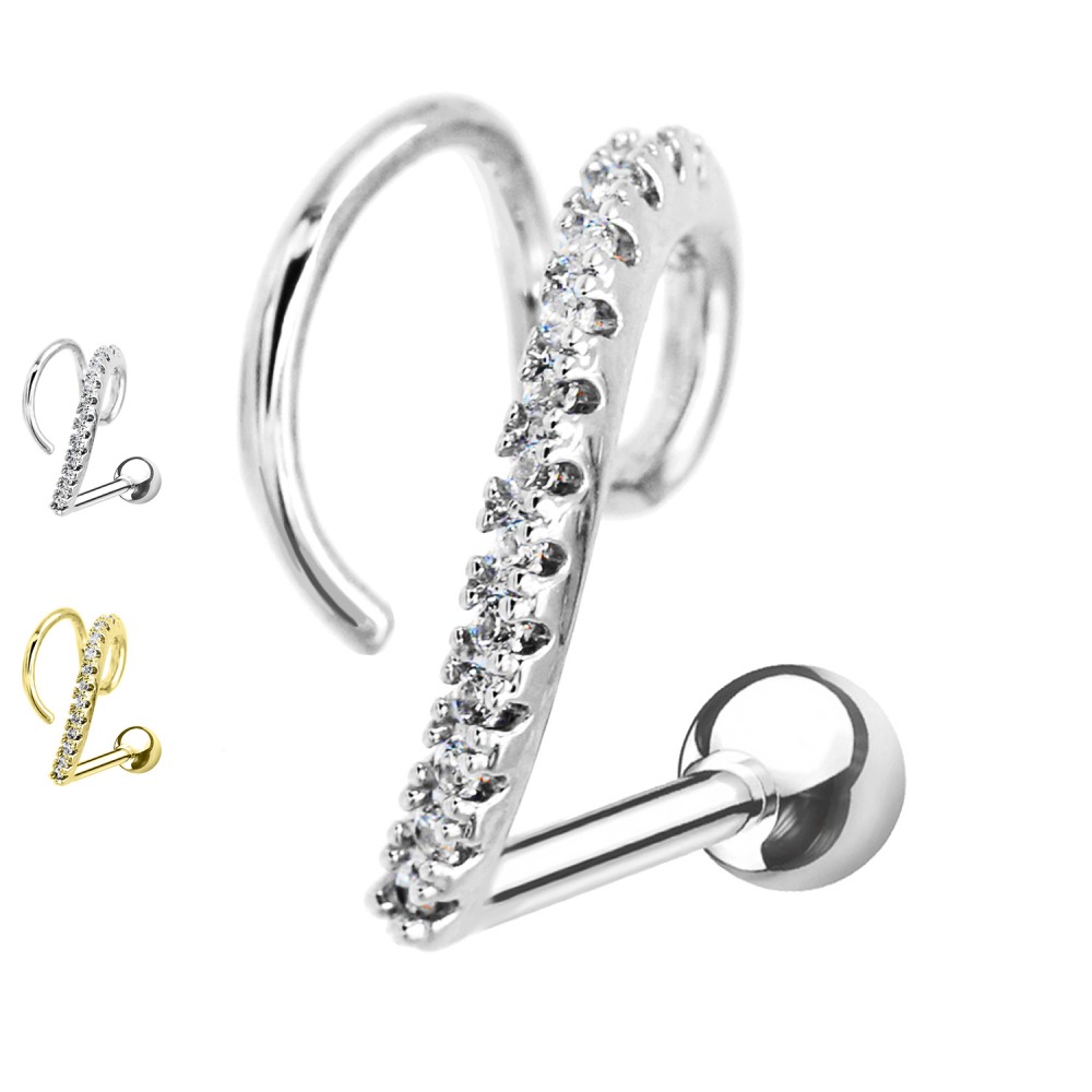 Ear Piercing Singlow Row with Crystals and Hook