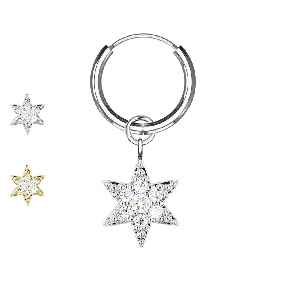 Ear Piercing with 6 Pointed Star