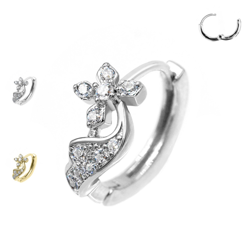 Ear Piercing Quatrefoil with Crystals