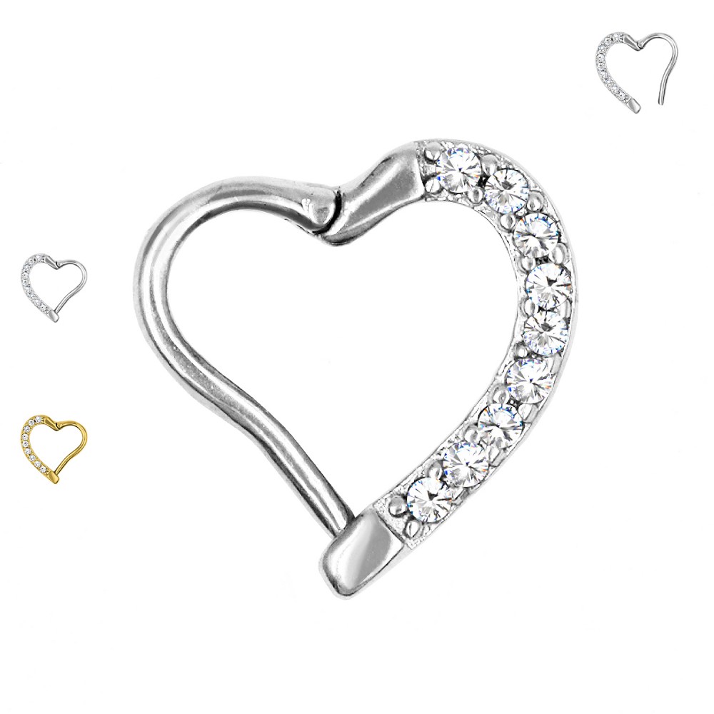 Segmented Heart Ring with Crystals