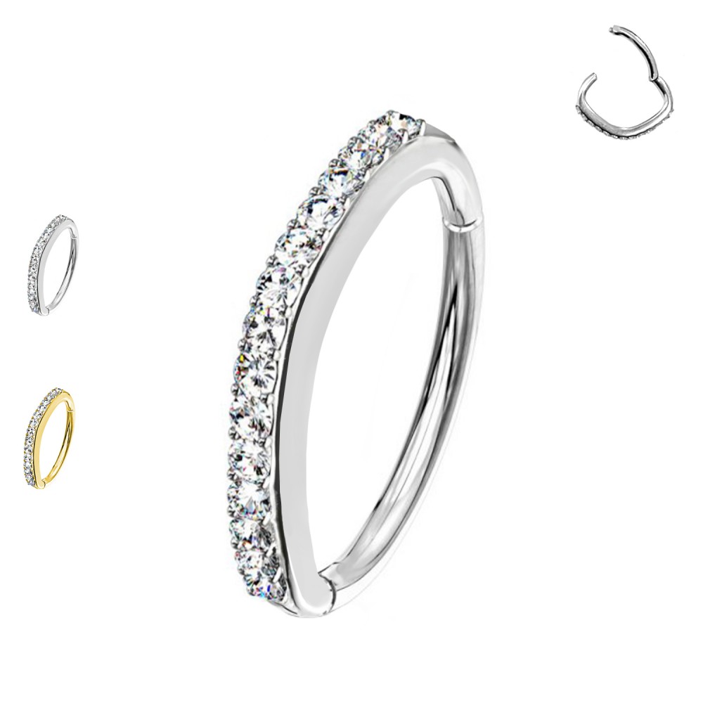 Eye-shaped Segmented Ring with Crystals
