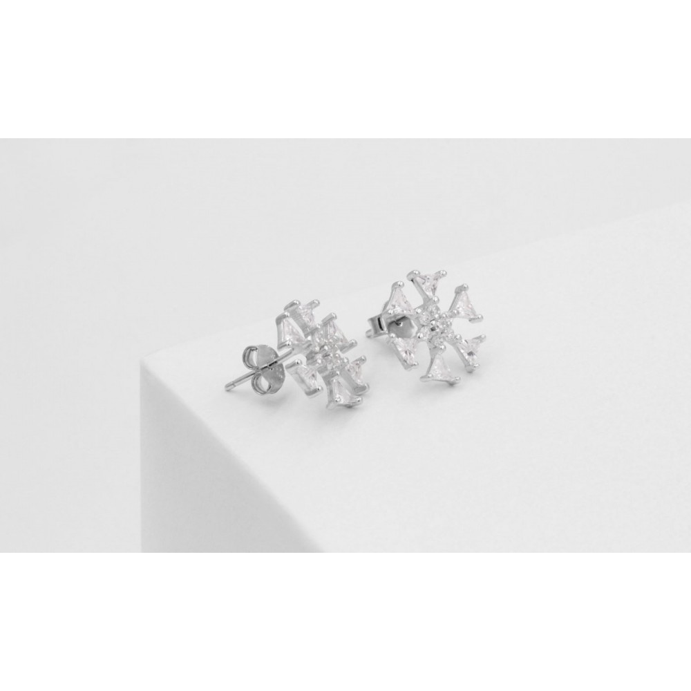 925 Silver Snowflake earrings with crystals