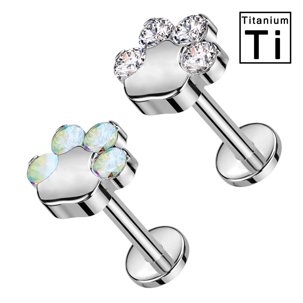 Titanium Labret Piercing with Crystals