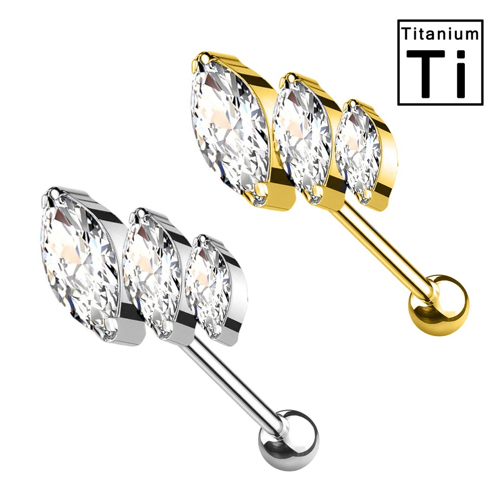 Piercing with THREE Crystals in titanium