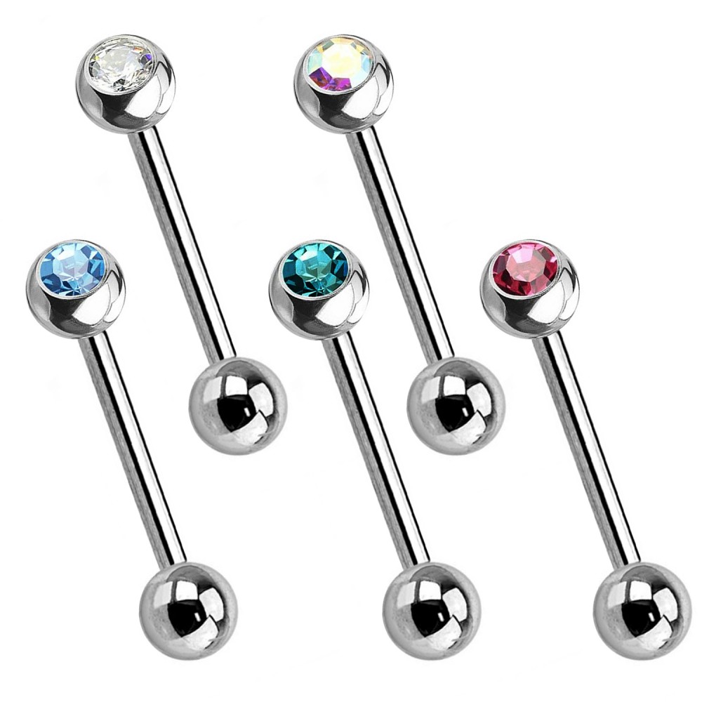 Sterile Steel Barbell  with Crystal