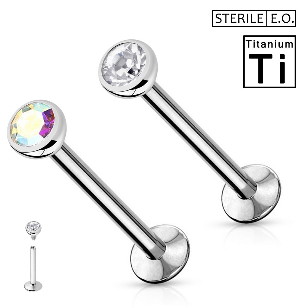 Sterile Titanium Labret with Crystal