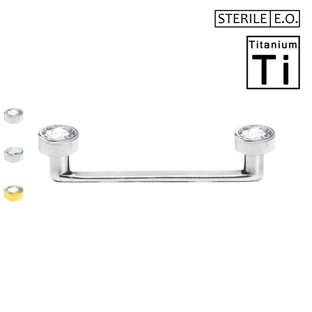 Surface Barbell Sterile with crystals in Titanium