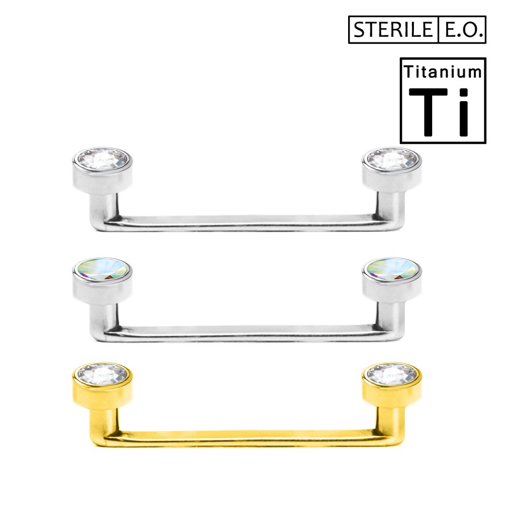 Surface Barbell Sterile with crystals in Titanium