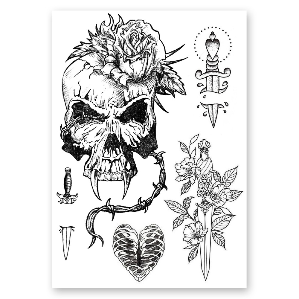AWAKEN Fake Tattoo Stickers Temporary Juice Tattoo Skulls