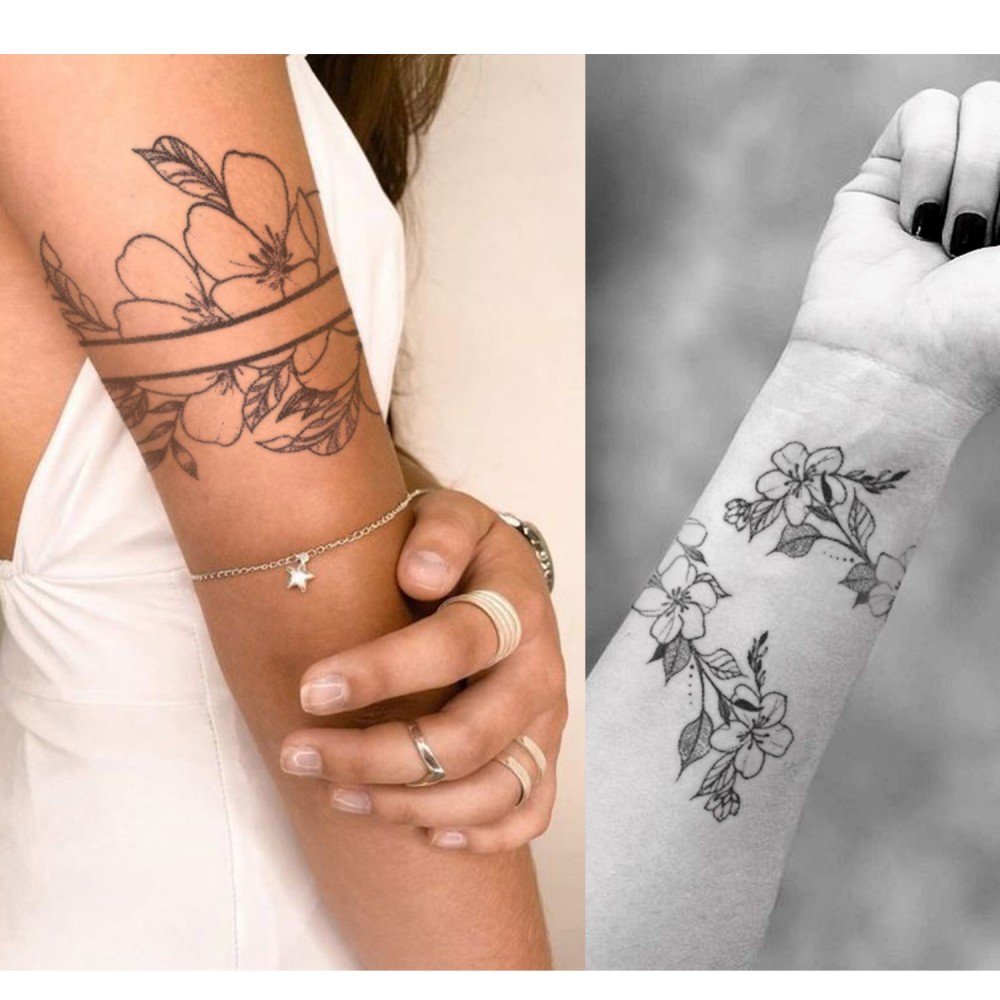 AWAKEN Temporary Fake Tattoos Juice Tattoo Arms Climbing Flowers